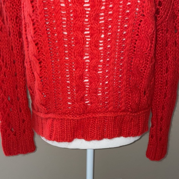Free People Red Open Knit Sweater, Size Small - Picture 6 of 13